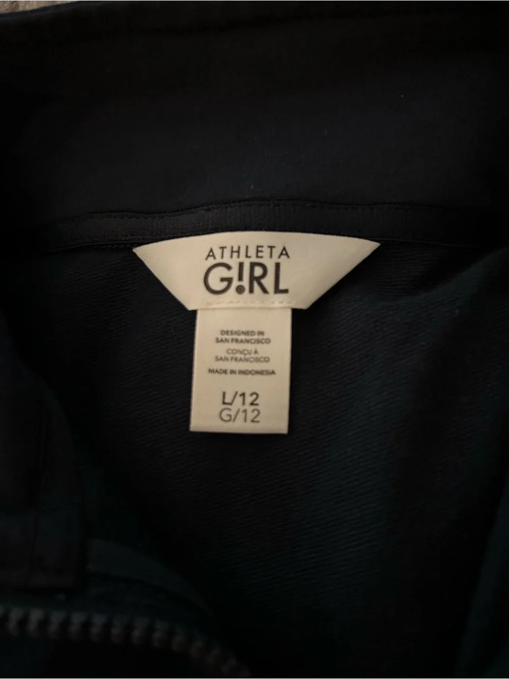 Athleta Girl Navy Pants and Sweatshirt set in size Large/ 12